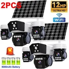 2PCS Solar Battery Powered Wireless WiFi Pan/Tilt Home Security Camera Outdoor