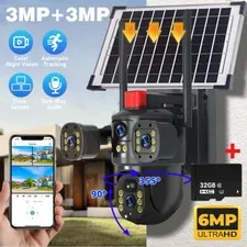 3 Lens Camera Outdoor WIFI Smart Home 6MP Wireless IP Solar Camera V380Pro USA