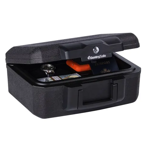 1200 Fire-Resistant Box Safe with Key Lock 0.18 cu ft, Black
