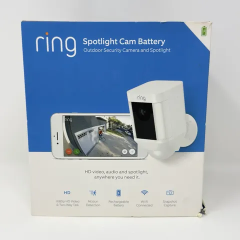 RING Spotlight Cam Battery Outdoor Security Camera & Spotlight (New)