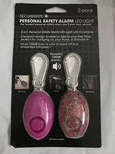 SecureBrite Personal Safety Alarm LED Light ~ Pack Of 2~ Pink & Pink Paisley NEW