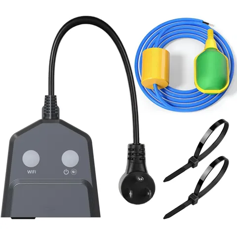 Plug Sump Pump Alarm, WiFi High/Low Water Level with Auto Pump Control, 110dB...
