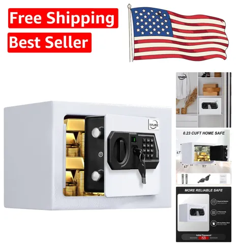 Compact 0.23 Cuft Security Safe with Touchpad Lock - Ideal for Home or Hotel