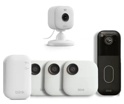 Blink Whole Home Security 5-Camera System Bundle Outdoor 2K+ & Doorbell + Mini2