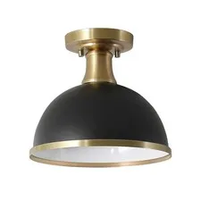 Globe Electric 60461 1-Light Semi-Flush Mount Light, Matte 8.63, Black