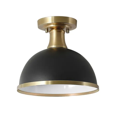 Globe Electric 60461 1-Light Semi-Flush Mount Light, Matte 8.63, Black