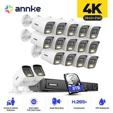 ANNKE 12MP 8CH 16CH NVR 4K PoE Full Color Security Camera System Audio AI Detect