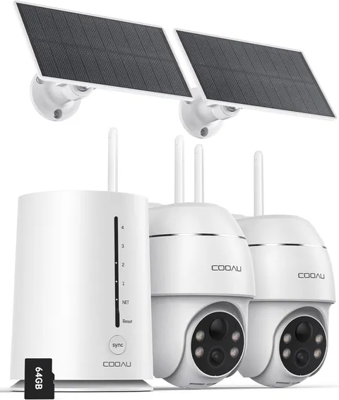 COOAU 4MP Solar Security Cameras Outdoor Wireless System, 5GHz & 2.4GHz WiFi