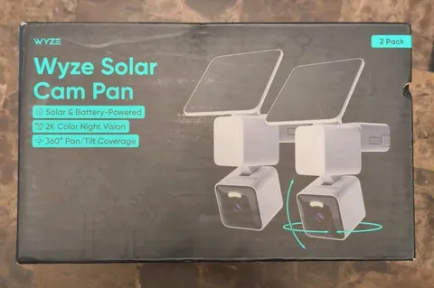 Wyze Solar Cam Pan 2 Pack 2K Battery Security Cameras w/ Solar Panels New