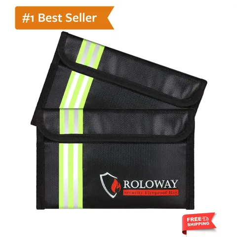 Small Fireproof Bag 5 x 8 inches with Reflective Strip, Fireproof Money Bag f...