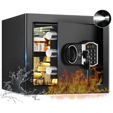 1.3 Cub Small Fireproof Safe for Home, Security Anti-Theft Fire Proof Safe Bo...