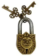 Lord Sun Design Security Lock Victorian Style Handmade Brass Functional Padlock