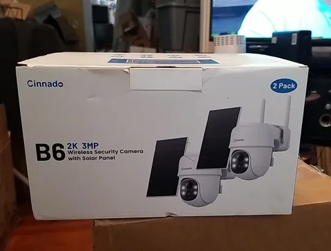 2K 3MP Wireless Security Camera System 2 Pack Solar Outdoor Cinnado - B6 (White)