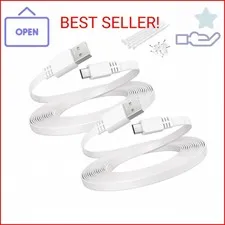 Itramax USB to Micro USB Extension Cable 10FT 2Pack,Flat Charging Power Extender