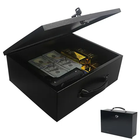 Fireproof Steel Key Lock Security Safe Box 0.28 Cu Ft Black Portable for Documen