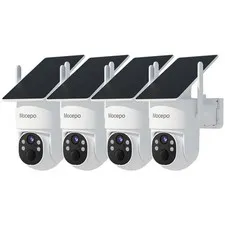 Security Cameras Wireless Outdoor, 4MP Solar-Powered Home Security Cameras Sy...