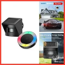 Solar Powered Driveway Alarm Wireless Motion Detector RGB Sensor IPX5
