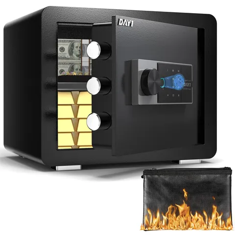 DAYI Biometric Fingerprint Safe Box, 0.8 Cubic Feet Home Safes with Fireproof...