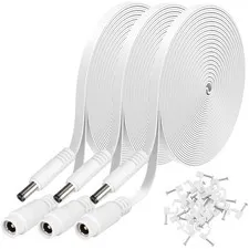 3 Pack 25ft/7.5m DC Power Extension Cable 2.1mm x 5.5mm 25FT, White