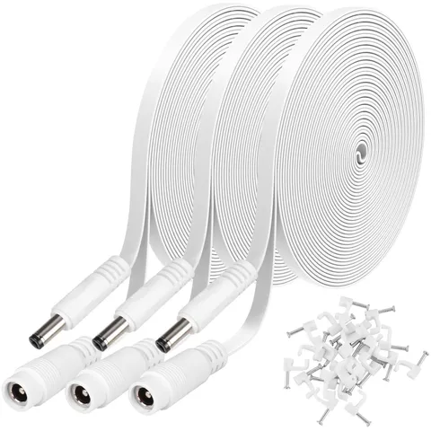 3 Pack 25ft/7.5m DC Power Extension Cable 2.1mm x 5.5mm 25FT, White