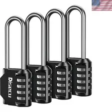 4 Pack 2.6 Inch Long Shackle Combination Lock, 4 Digit Outdoor Waterproof Pad...