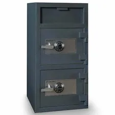 Hollon FDD‑4020CC Double Door Depository Safe, Dial Lock, 258 lbs, Gray