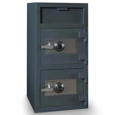 Hollon FDD‑4020CC Double Door Depository Safe, Dial Lock, 258 lbs, Gray