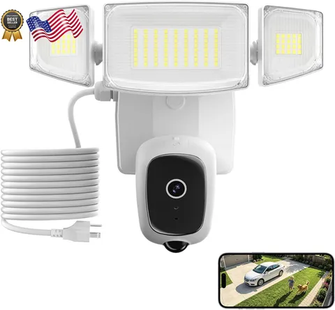 iMaihom 2K Floodlight Camera with Plug-in Power Cable, 3000LM Security
