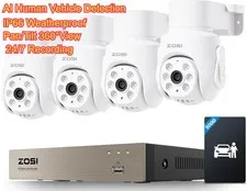 ZOSI Security Camera System 360°View Outdoor Camera AIDetection 8CH DVR 500GB