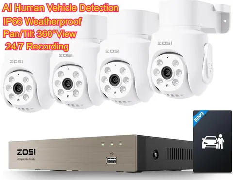 ZOSI Security Camera System 360°View Outdoor Camera AIDetection 8CH DVR 500GB