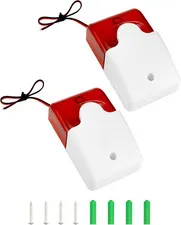 Electric Security Siren, DC9 to 12V Wired Strobe Siren with Red Light, Sound, an