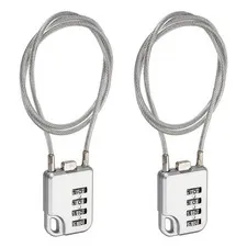 4-Digit Combination Padlock with Coated Steel Wire Rope (23.6 Inch, Grey) (2Pcs)
