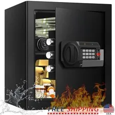 Large Home Safe Digital Code Security Box Alarm System Pry-Proof LED Light New