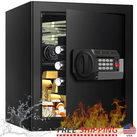 Large Home Safe Digital Code Security Box Alarm System Pry-Proof LED Light New
