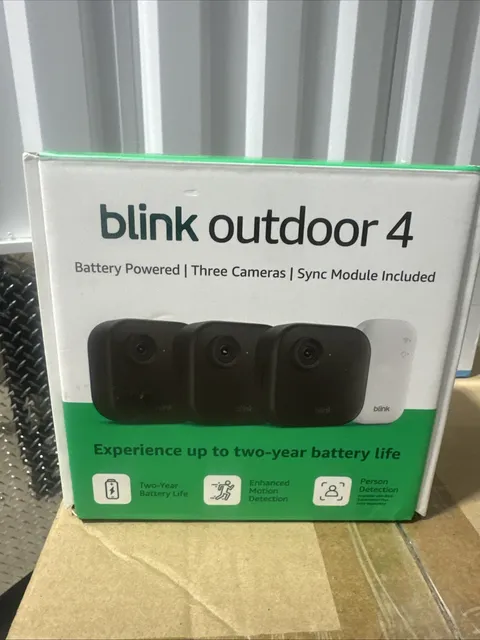 SEALED Blink Outdoor 4 1080p Wi-Fi Outdoor 3-Camera Security System Black NEW
