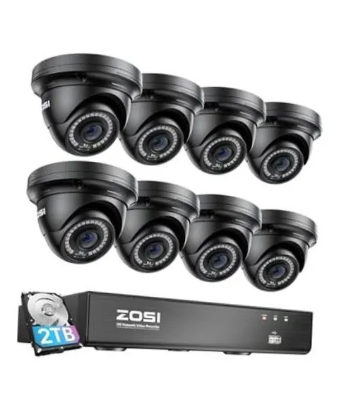 8 Channel 8MP 4K PoE Home Security Camera System Outdoor, 8 x 8CH-8Cam-2TB