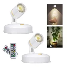 LEASTYLE Battery Operated Spotlight,LED Cordless 4.1"L x 4.1"W x 2.6"H, White