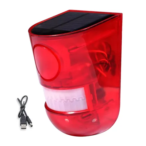 1 PC Solar Motion Sensor Alarm 110db Siren Strobe Light Security Alarm Lamp