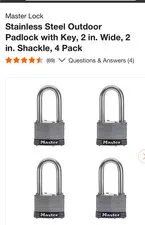 MASTER LOCK Stainless Steel Outdoor Padlocks (SET OF 4)-  SAME KEYS  FOR ALL!