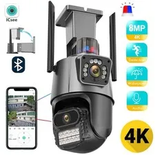 8MP 4K WiFi Security Camera: Dual Lens, 1-8X Zoom Outdoor PTZ Home Cam* US STOCK