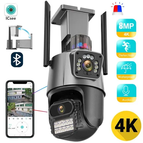 8MP 4K WiFi Security Camera: Dual Lens, 1-8X Zoom Outdoor PTZ Home Cam* US STOCK