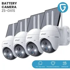 4PCS ieGeek Outdoor Wireless Solar Security Camera PTZ Home WiFi Battery CCTV