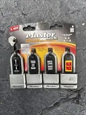 Master Lock Heavy Duty Outdoor Padlock with Key, 1-3/4 in. Wide, 4 Pack