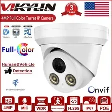 Vikylin 4MP Fixed Camera 2.8mm CCTV IP Camera PoE Full Color Metal w/ MIC H.265+