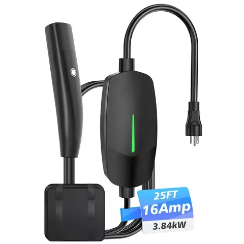 25 FT 110-240 Volt Mobile Charger Connector for Tesla with NEMA 6-20 and 5-15 Pl