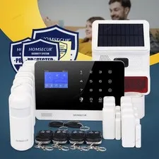 HOMSECUR Wireless WIFI 4G Home Alarm System+Wireless Solar Outdoor Flash Siren