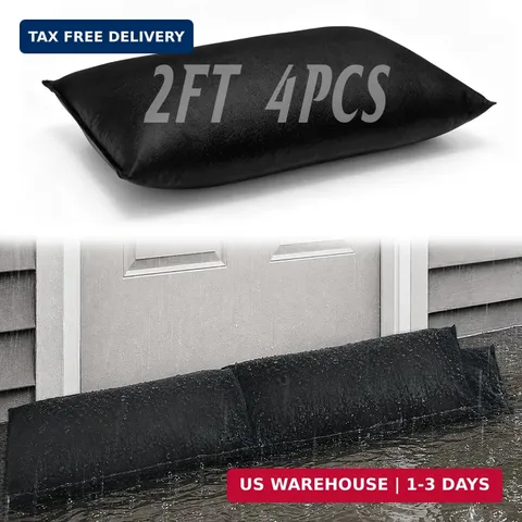4pcs 2ft x 15in Water Activated Flood Barriers for Home - Sandless Sand Bags, Re