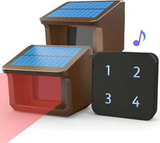 Driveway Alarm- 1/2Mile Solar Driveway Alarm System- 1 Receiver+2 Sensors | up t