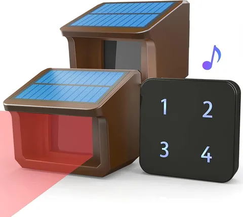 Driveway Alarm- 1/2Mile Solar Driveway Alarm System- 1 Receiver+2 Sensors | up t