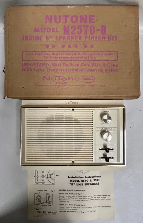 UNUSED Vtg Nutone N2570-B Home  Intercom Inside 5” Speaker Finish Kit (A20)